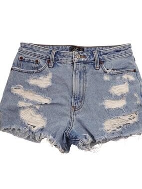 Abercrombie High Rise Distressed Shorts Size 27 / 4 Raw Hem Denim Cutoffs